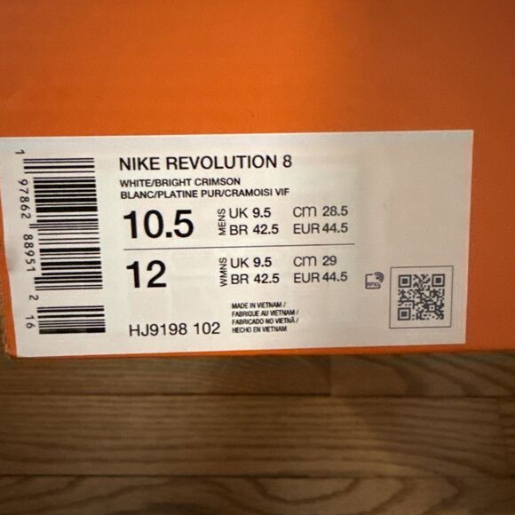 Nike Revolution 8 White Bright Crimson Size 10.5 New NIB main image 8